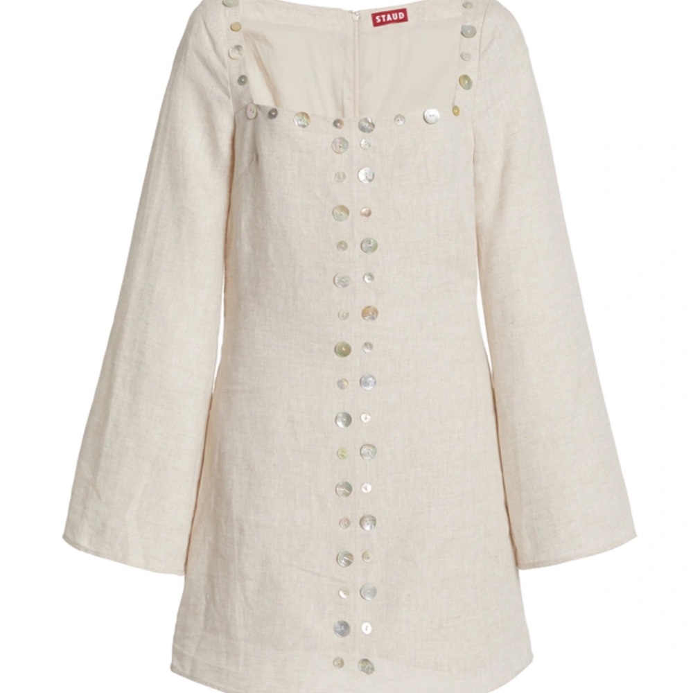 STAUD Beige Linen Dress